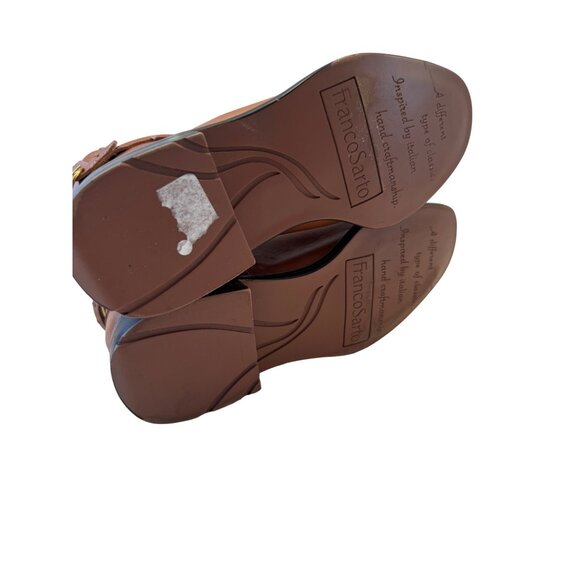 Franco Sarto Elese Leather Boots Size 6 EU 36 Cognac Ankle High Buckle Zip NWOB - Picture 6 of 11